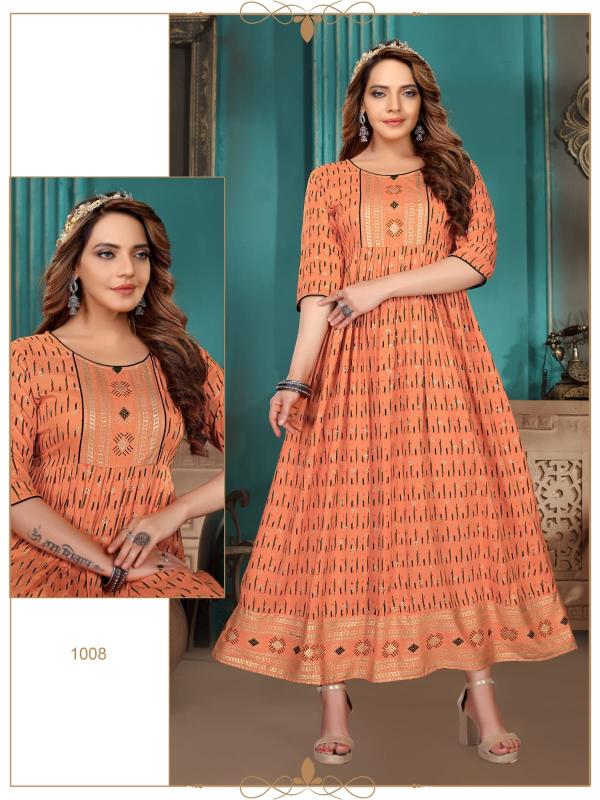 Golden Elvi V 1 Rayon Designer Plus Size Kurti Collection